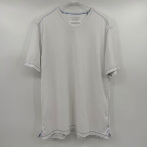 Tommy Bahama T Shirt Men Large White Island Zone Cool Max V Neck Short Sleeves